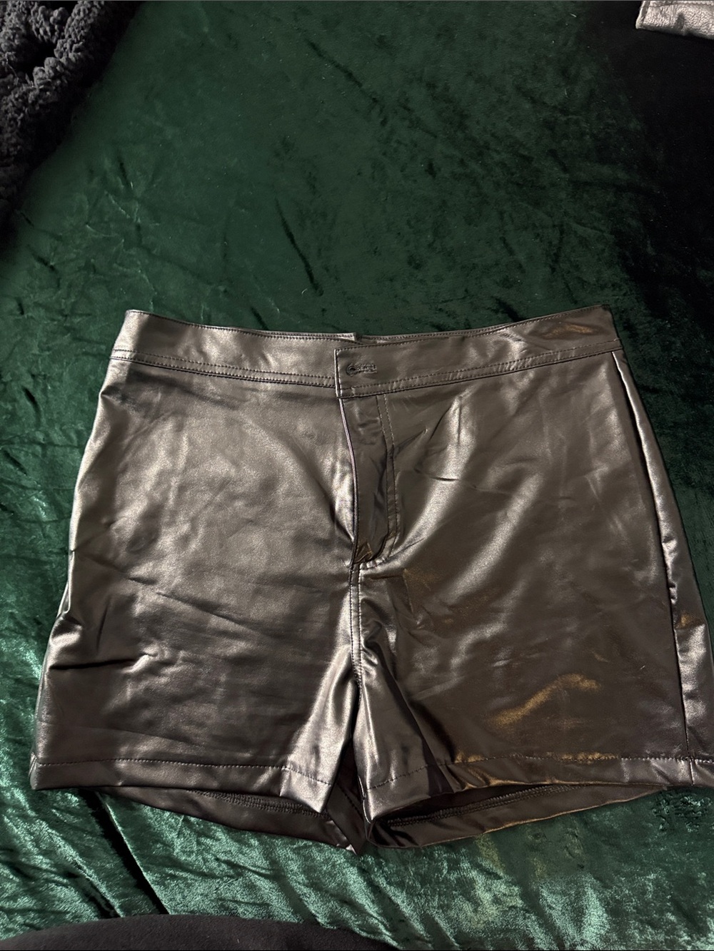 Women's Black Faux Leather High-Waist Shorts